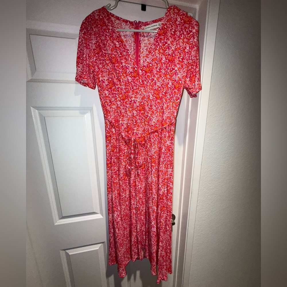 Faithful the Brand Raphaela Almonia Pink Floral Midi Dress size 4 $217